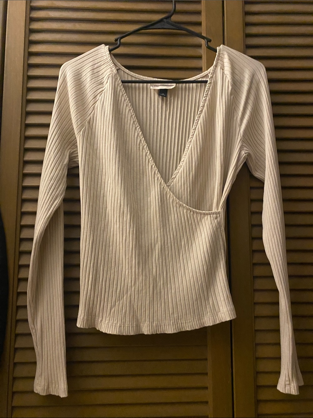 V-Neck Ribbed Long-Sleeve Top
